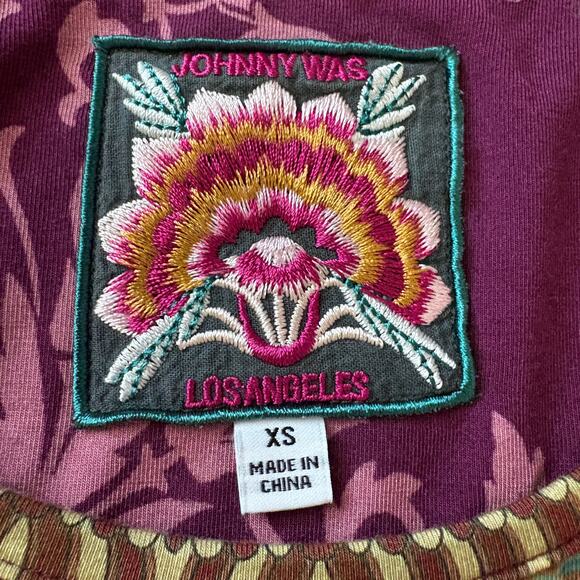 Johnny Was Dragon Floral Boho Top Purple Multicolor Print Size XS (FLAW) Asian - Picture 4 of 6